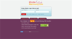 Desktop Screenshot of dhodiamatrimony.com